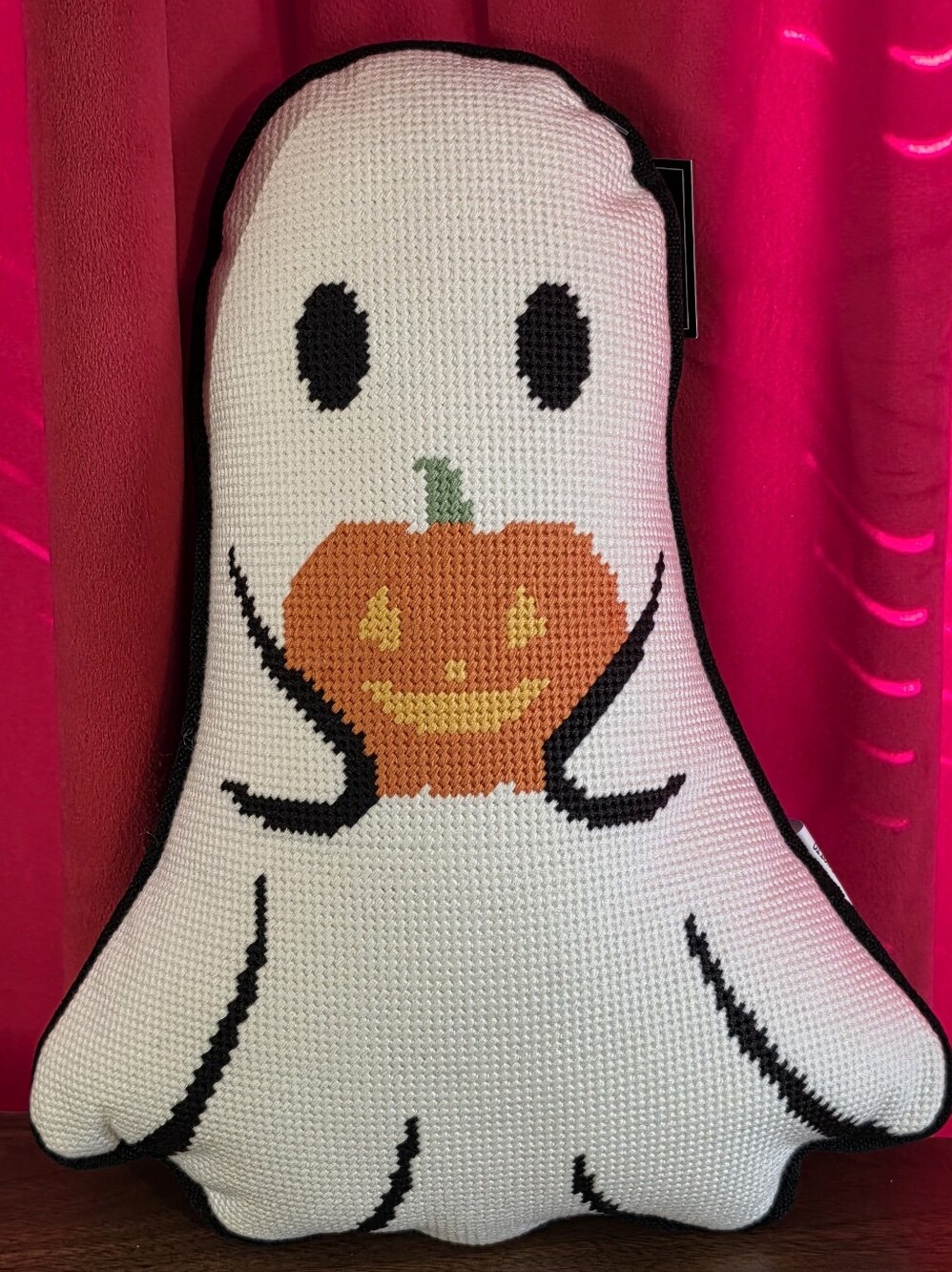 Martha Stewart Ghost with Pumpkin Needlepoint Pillow NWT
